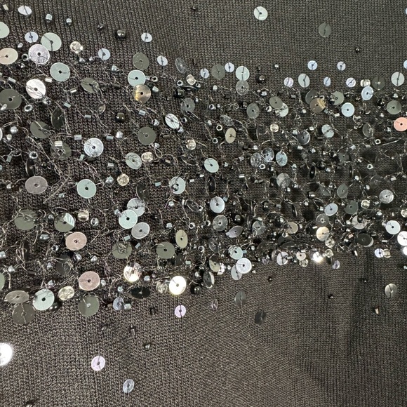 Elisa Landri Black Knit Beaded Sweater Tank Mock Neck Made in Italy Size Small - Picture 3 of 9